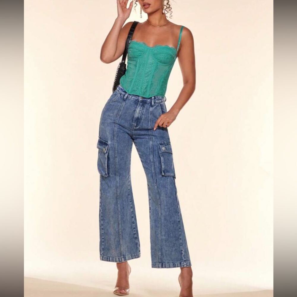 Luxe lace bustier corset cami crop top